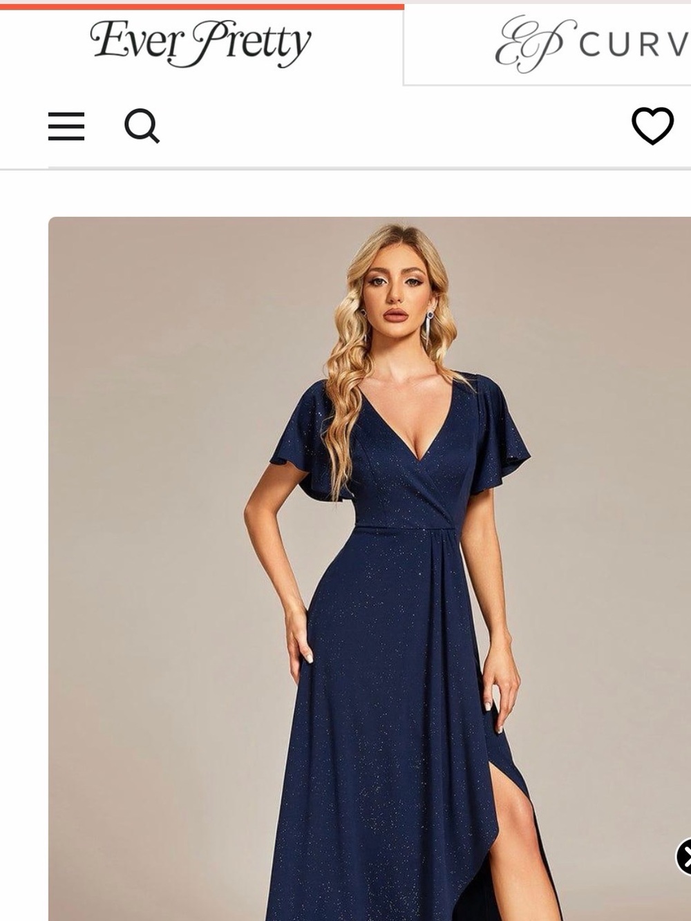 Ever Pretty Navy Sparkle Wrap High-Low Evening Dress